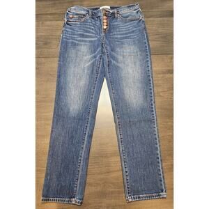 LOFT Boyfriend Fit Jeans 27/4 Medium Wash Button Fly 8" Rise EUC